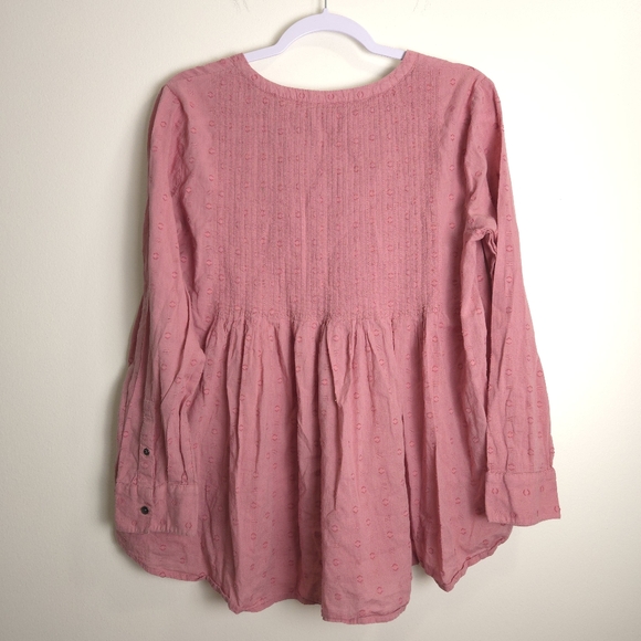 J.JILL‎ Swissdot Popover Roundneck Babydoll Mauve Pink Blouse Mp - Picture 4 of 8